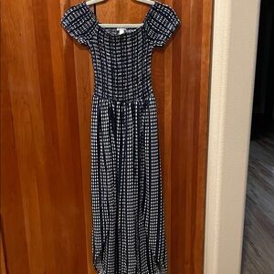 Justify Navy and White Pull-On Jumpsuit with Fly Away/Peek ABoo Legs